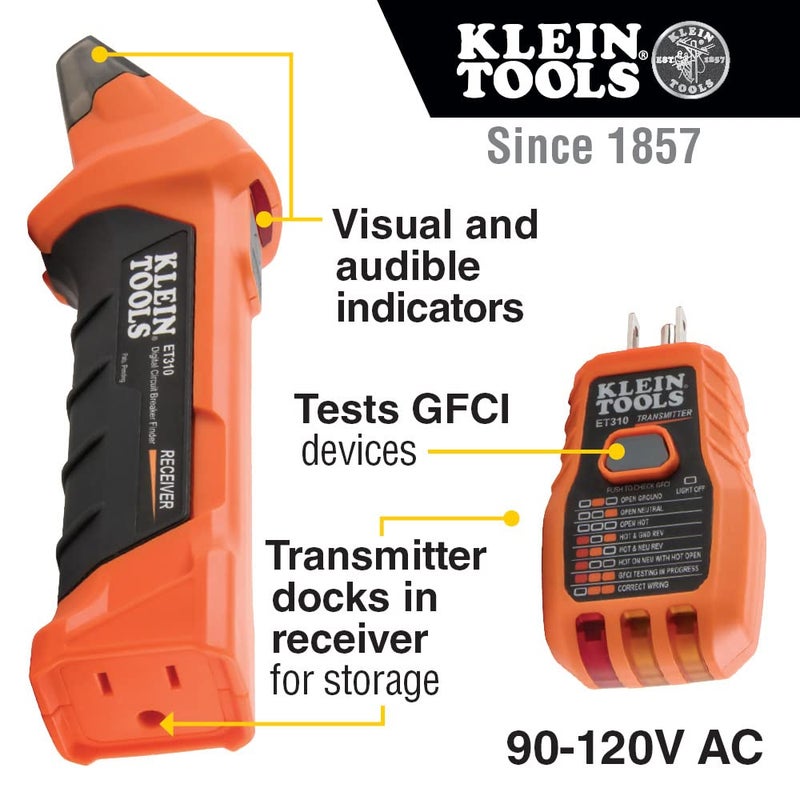 Klein Tools 80064 AC Circuit Breaker Kit with GFCI Digital Circuit Breaker Finder, Non-Contact Voltage Tester Pen and Zipper Bag, 3-Piece - Image 3